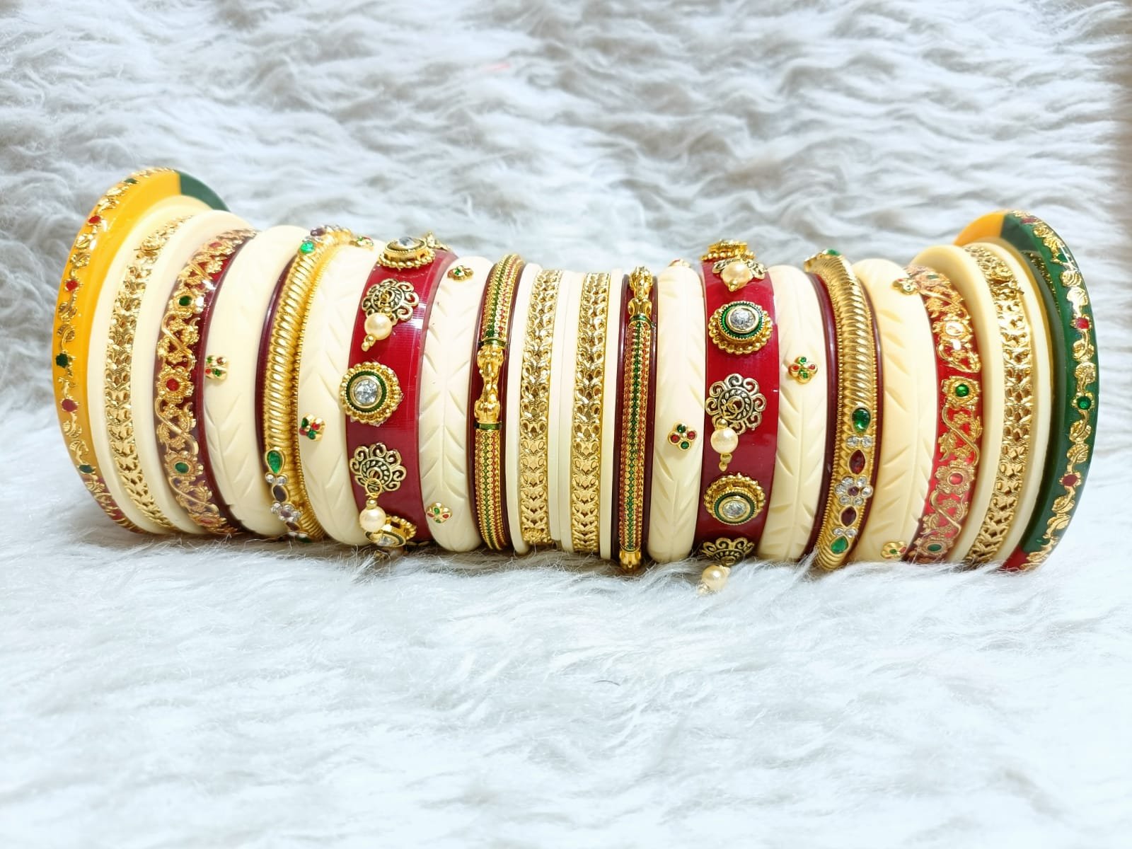 Ethnic Indian Hand Painted Party Wear Bangles Set, Punjabi Style Wedding  Hanging Metal Figures Chura, Pakistani Stone Work Chuda - Etsy