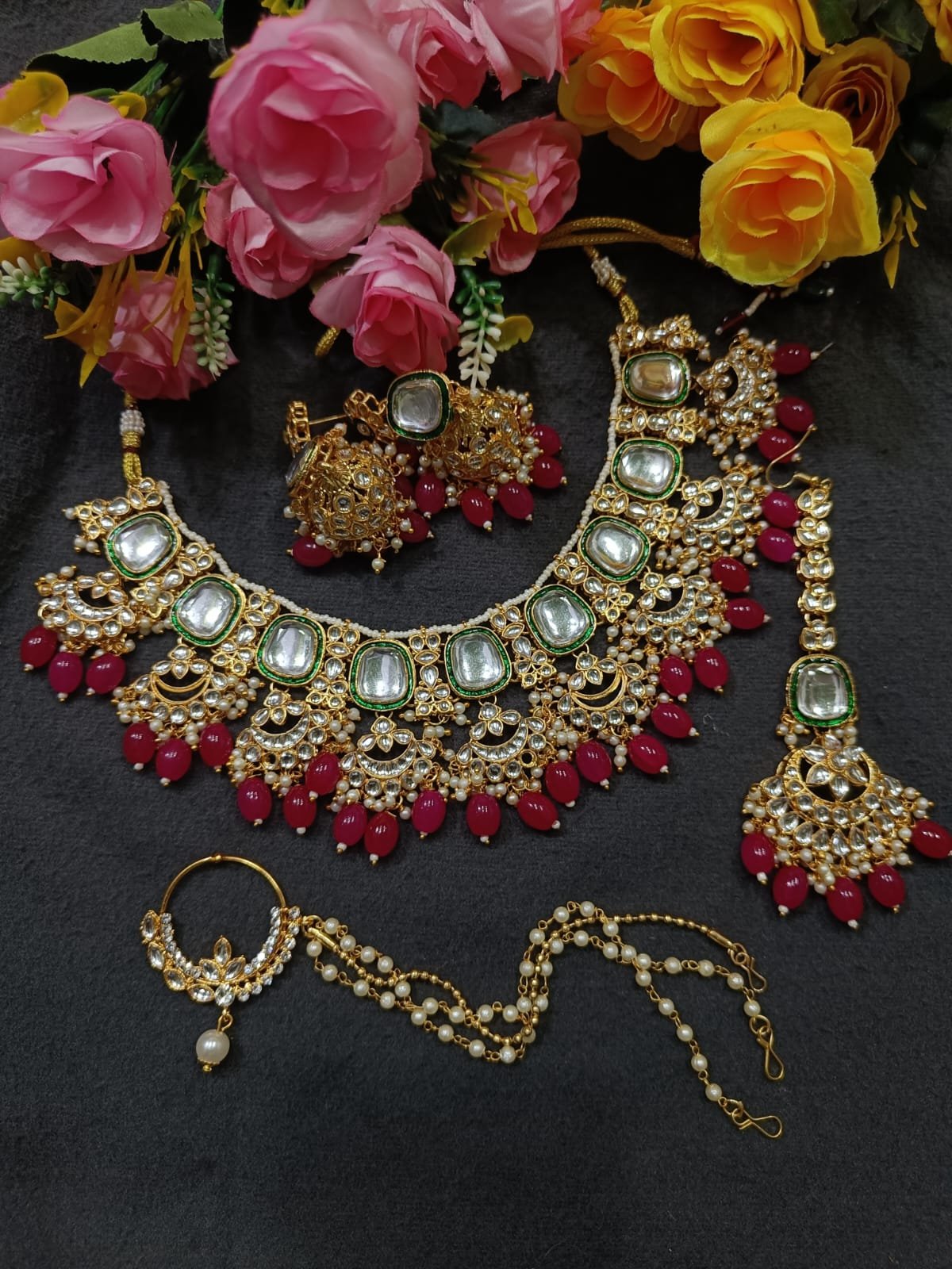 Red Kundan Necklace Se