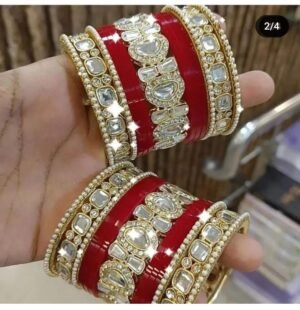 small kundan punjabi red chura