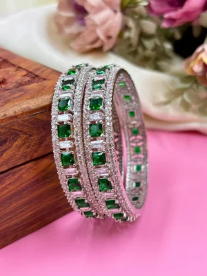 American Green Diamond Kada Bangles - Image 2