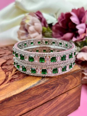 American Green Diamond Kada Bangles