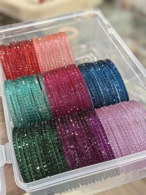Multicolor Crystal Bangles Set