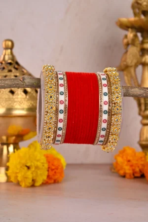 Red and White Punjabi Bridal Chooda Set