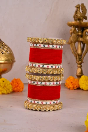 Red and White Punjabi Bridal Chooda Set - Image 2