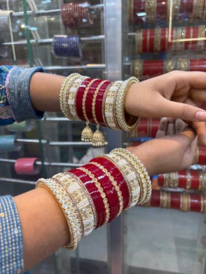 Red Punjabi Bangles Set for Women