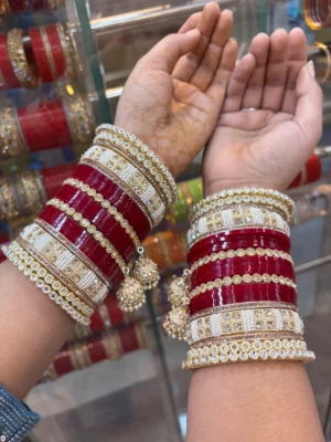 Red Punjabi Bangles Set for Women
