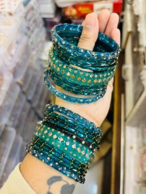 Teal Green Raindrop Bangles Set